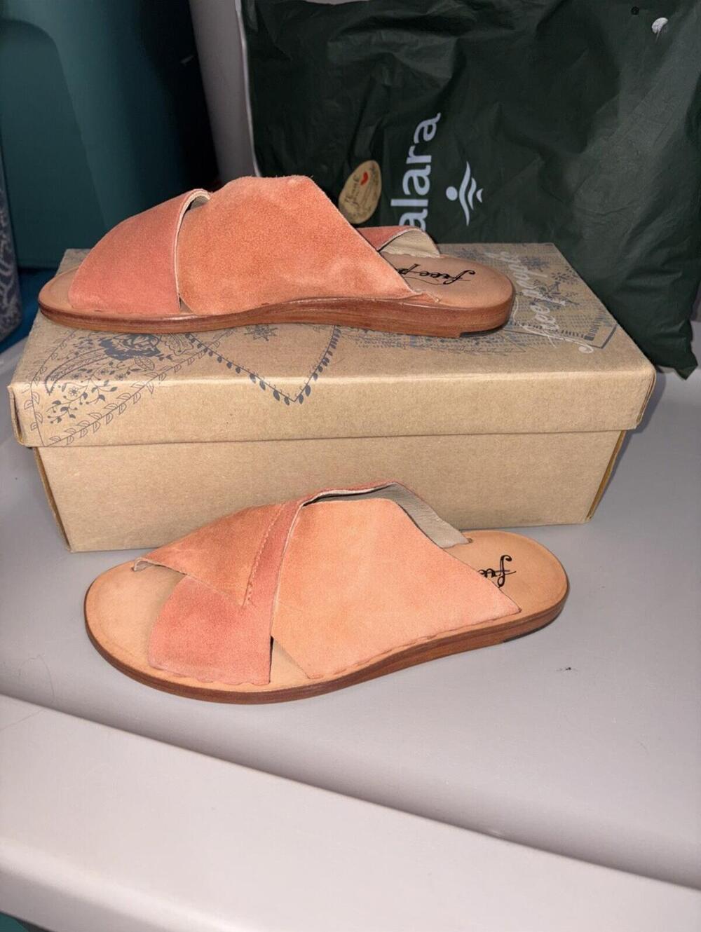 Free People Emelia Slip-On Sandals, Cinnamon Leather, Women's 37 EU (US 7)NIB